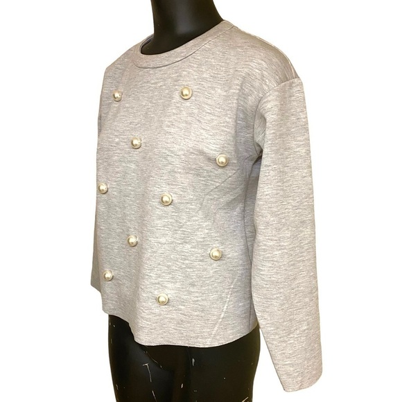 Banana Republic Gray Pearl Trimmed Sweatshirt Top - Picture 3 of 6